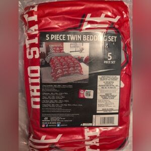 Northwest Ohio State Twin Bedding Set - Red and White 5 Piece Comforter Team